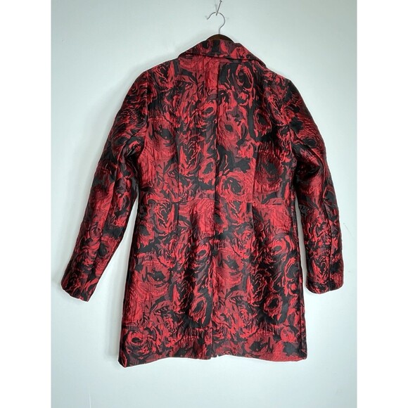 Chicos Tapestry Woven Rose Red Art Printed Blazer Jacket S 0 2/4 - Picture 6 of 8